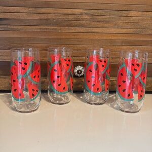 Libbey Watermelon Glass Tumblers - Red and Green